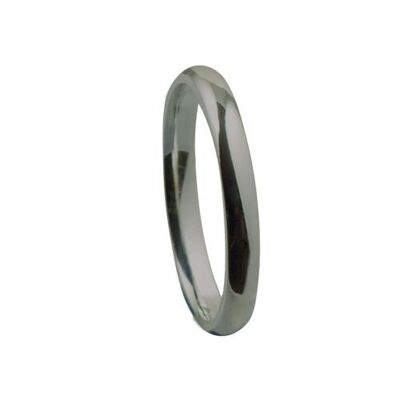 Platinum 3mm plain Court shaped Wedding Ring Size Q