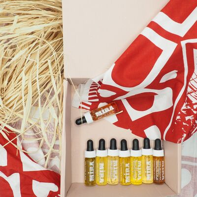 Caja regalo Discovery - 8 de nuestros aceites puros y crudos - Cabello, rostro, cuerpo - Ideal para regalos y presentaciones en tiendas