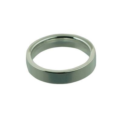 Silver 4mm plain flat Court Wedding Ring Size N