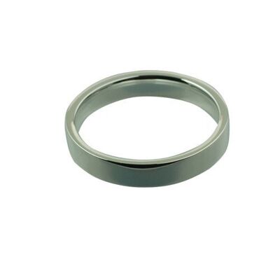 Silver 4mm plain flat Court Wedding Ring Size T