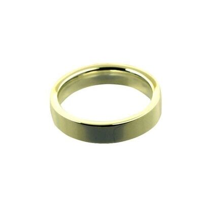 18ct Gold 4mm plain flat Court Wedding Ring Size J