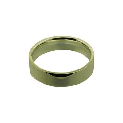 18ct Gold 6mm plain flat Court shaped Wedding Ring Size R