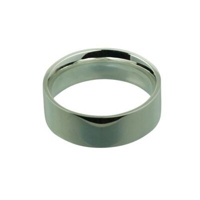 Silver 8mm plain flat Court shaped Wedding Ring Size V