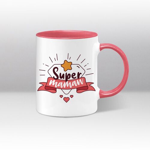 Mug blanc et rose, Super maman