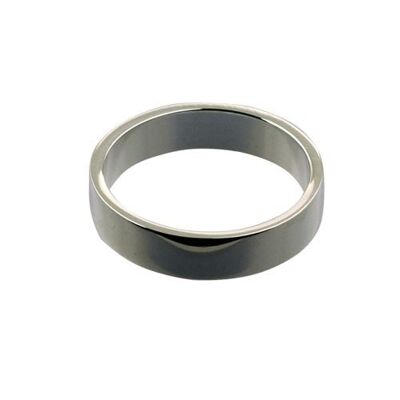 9ct White Gold 5mm plain flat Wedding Ring Size Q