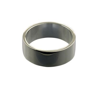 18ct White Gold 8mm plain flat Wedding Ring Size V