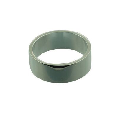 Silver 8mm plain flat Wedding Ring Size S