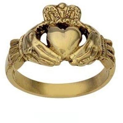 9ct Gold 14mm gents Claddagh Ring Size V