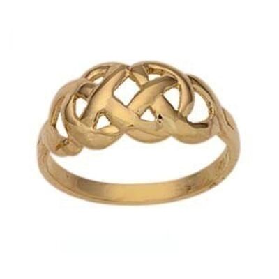 9ct Gold 8mm wide ladies celtic Dress Ring Size M
