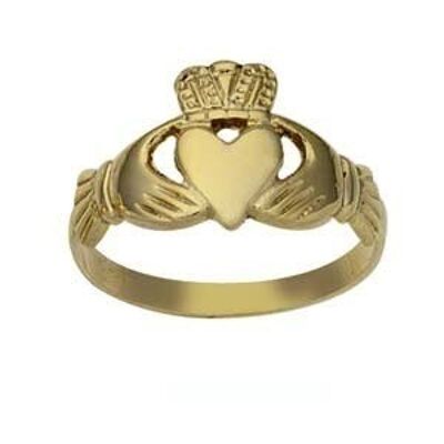 9ct Gold 10mm ladies Claddagh Ring Size L