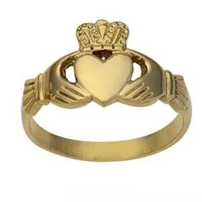 9ct Gold 12mm gents Claddagh Ring Size R