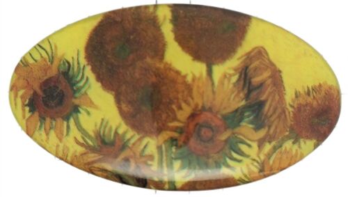 Hair clip superior quality oval- Vincent van Gogh, Sunflowers, made in France clip
