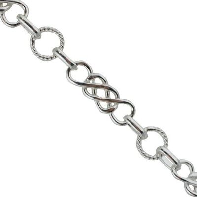 Silver twisted wire circle with elogated knot Chain bracelet 7.5 inches