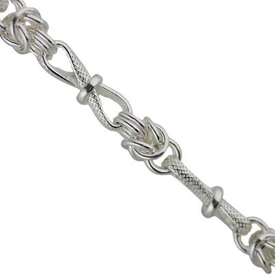 Silver knot & twisted fetter chain bracelet 7.5 inches