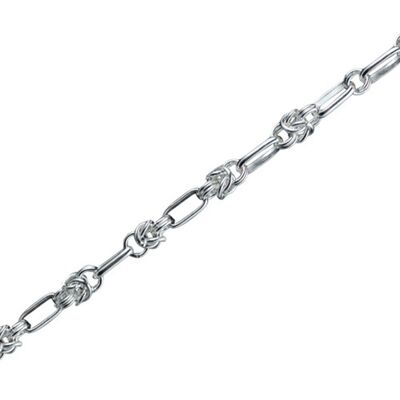 Silver fancy handmade chain bracelet 7.5 inches #B1640S