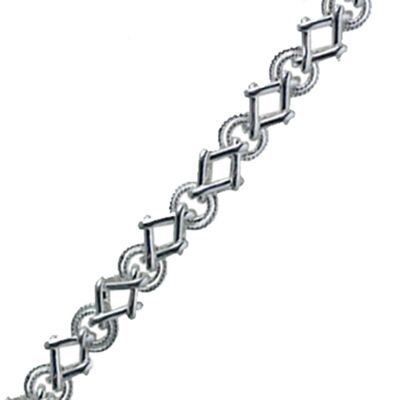 Silver fancy handmade chain bracelet 7.5 inches #B1890S