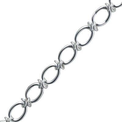 Silver handmade oval link knot loop handmade chain Bracelet 7.5 inches