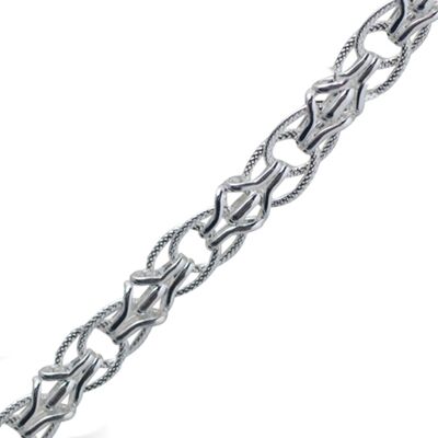Silver fancy handmade chain bracelet 7.5 inches #B2560S