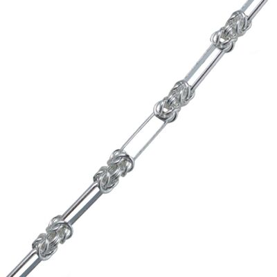 Silver handmade knot & fetter Bracelet chain 7.5 inches