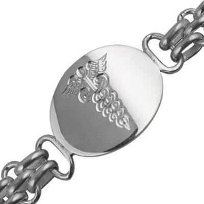 Silver fancy handmade Medical Symbol Bracelet 7.5 inches