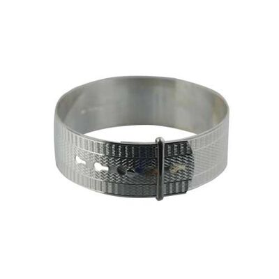 Silver 20mm wide Engine Turned Buckle Bangle