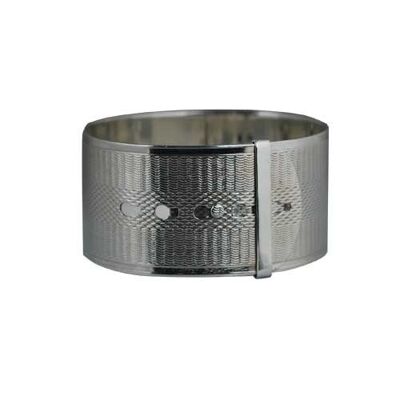 Silver 30mm wide Engine Turned Buckle Bangle