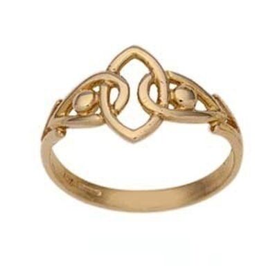 9ct Gold 12mm celtic style ladies Dress Ring Size J