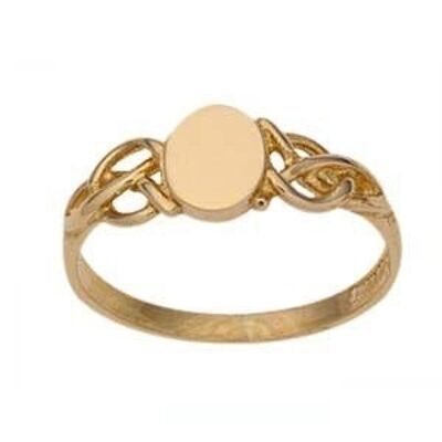 9ct Gold 7mm plain oval celtic style ladies Dress Ring Size J