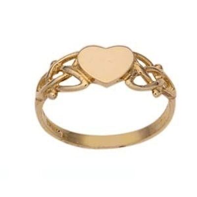 9ct Gold 6mm plain heart celtic style ladies Dress Ring Size K