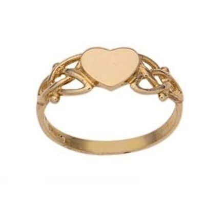9ct Gold 6mm plain heart celtic style ladies Dress Ring Size N