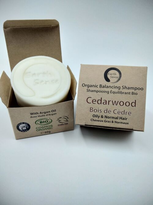 Organic Balancing Solid Shampoo - Cedarwood - 1 piece - 100% paper packaging