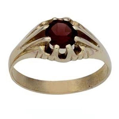 9ct Gold Garnet set solitaire Dress Ring Size U