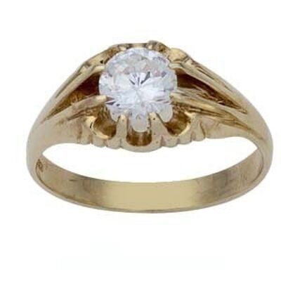 9ct Gold CZ set solitaire Dress Ring Size Y