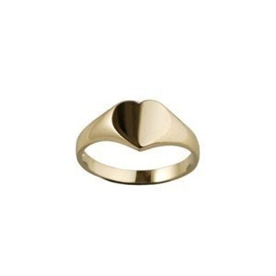 9ct Gold 9x9mm solid plain heart shaped Signet Ring Size L