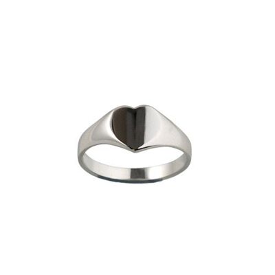 Silver 9x9mm solid plain heart shaped Signet Ring Size K