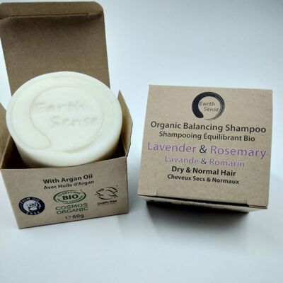 Shampoo Solido Riequilibrante Biologico - Lavanda e Rosmarino - 1 pezzo - Confezione 100% carta