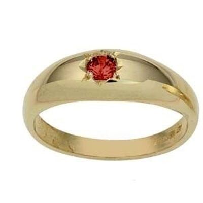 9ct Gold Garnet Gypsy set solitaire Dress Ring Size R
