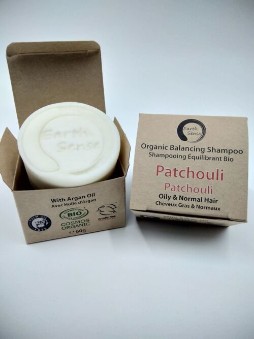 Organic Balancing Solid Shampoo - Patchouli - 1 piece - 100% paper packaging