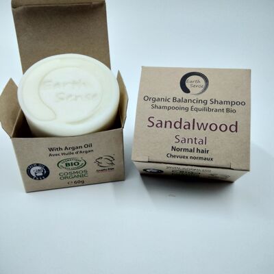 Organic Balancing Solid Shampoo - Sandalwood - 1 piece - 100% paper packaging