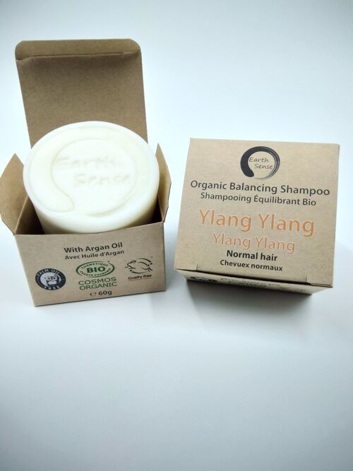 Organic Balancing Solid Shampoo - Ylang Ylang - 1 piece - 100% paper packaging