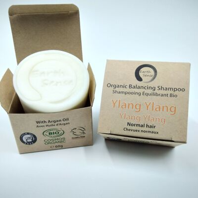 Shampoo Solido Riequilibrante Biologico - Ylang Ylang - 1 pezzo - Confezione 100% carta