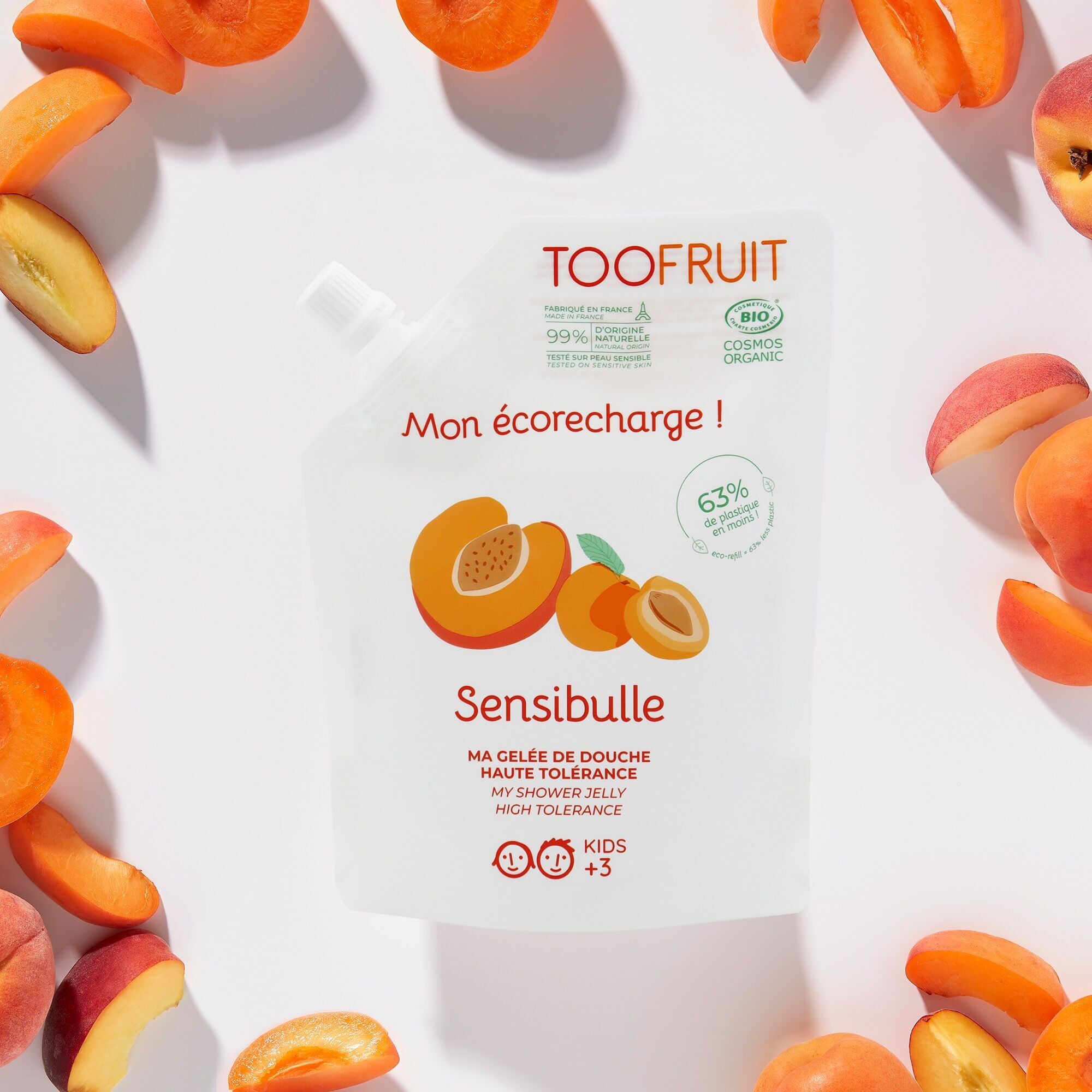 Écorecharge Sensibulle, gel doccia bio albicocca - pesca