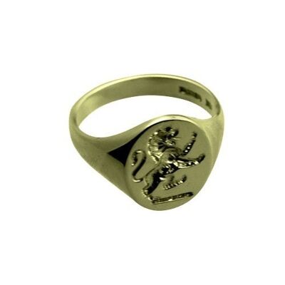 9ct 15x13mm rampant lion Gents seal Signet ring sizes W