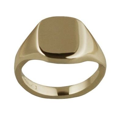 9ct Gold 12x10mm solid plain cushion Signet Ring Size J