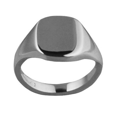 Platinum 950 12x10mm solid plain cushion Signet Ring Size P