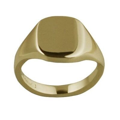18ct Gold 12x10mm solid plain cushion Signet Ring Size Q