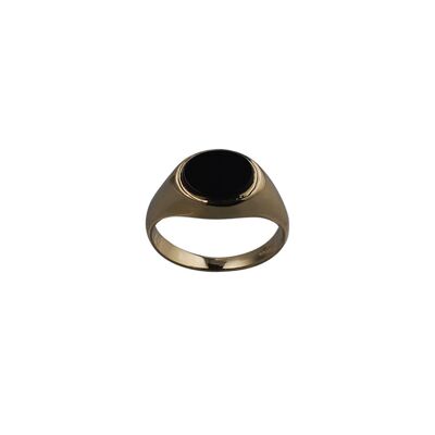 9ct Gold 10x8mm across finger Onyx Signet Ring Size J