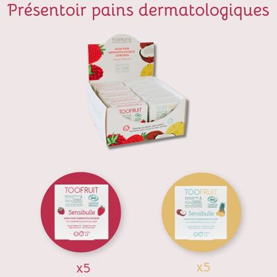 Présentoir Sensibulle Pains Dermatologiques sans savon