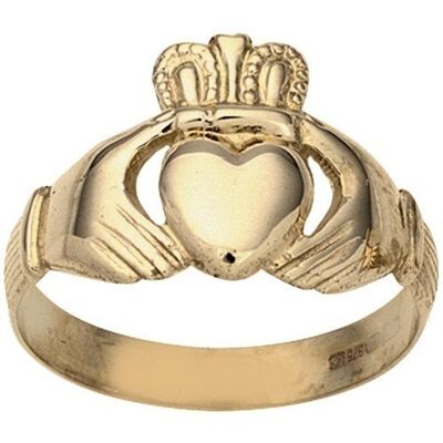 9ct Gold 11x22m gents Claddagh Ring Size U