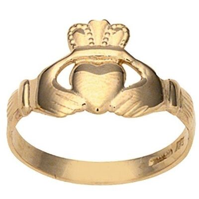 9ct Gold 6x12mm ladies Claddagh Ring Size J